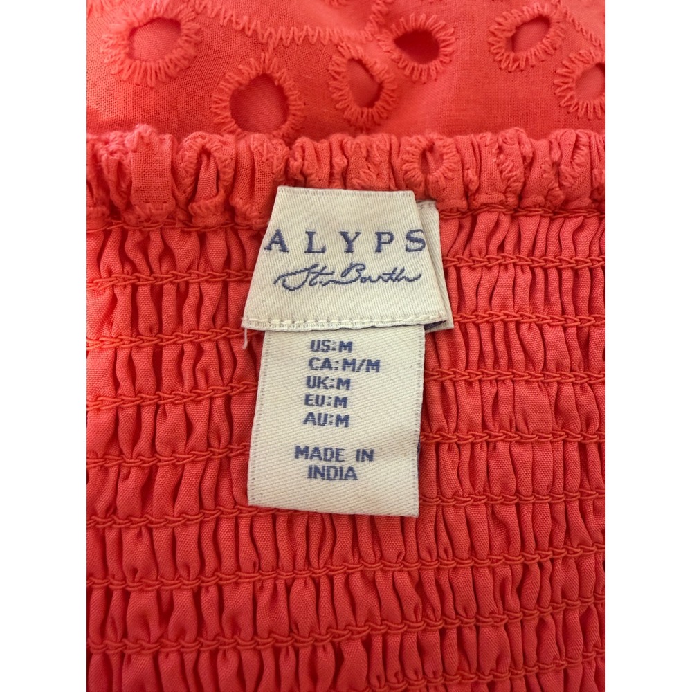 Calypso St. Barth Womens Coral Eyelet Lace‎ 2 Piece Set Crop Top Midi Skirt M - Picture 3 of 3